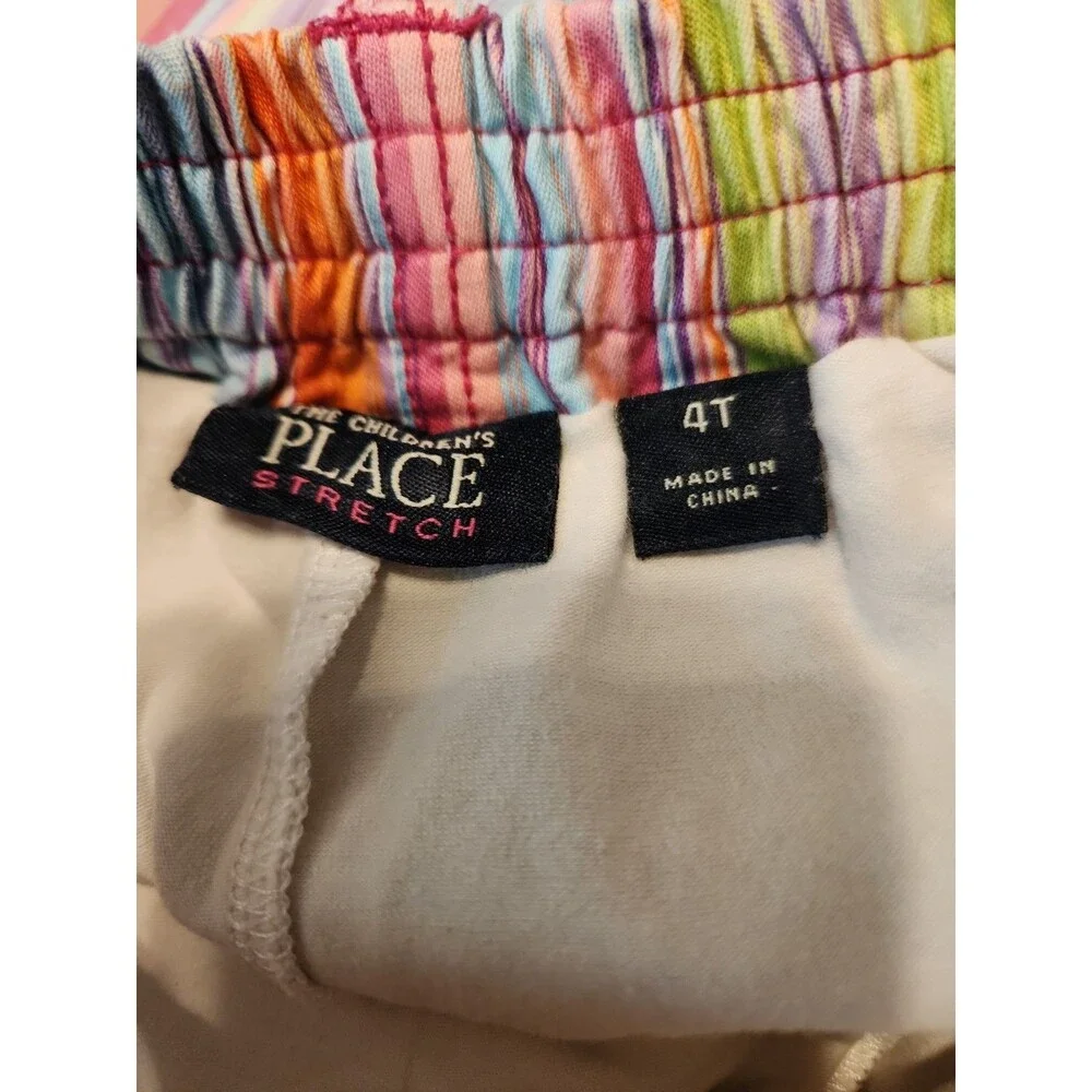 Vintage Children's Place Girls Size 4 Multi Pastel Striped Denim Mini Skort Y2K